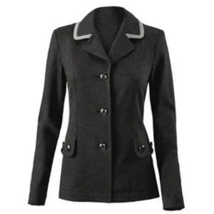 CAbi #3030 Ponte Knit Crew Blazer Jacket Charcoal Grey Small